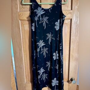 J. Jill Black Flowy Palm Tree Dress
